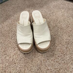 Dolce Vita Cream Leather Platform Mules 9.5